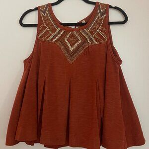 Free People rust beaded top.